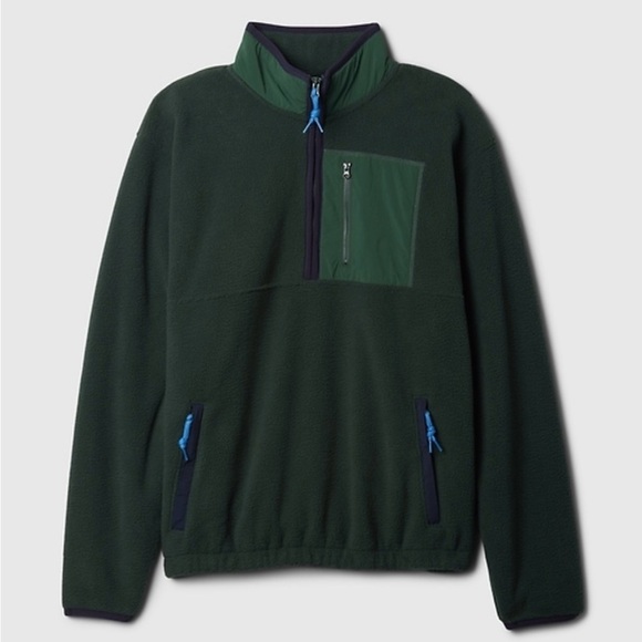 Gap Men’s Sherpa Half Zip Pullover Arctic Fleece. Size small. Green. NWT - Picture 3 of 11